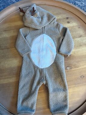 Carter's Brown Sherpa One-Piece Footie with Cream Belly